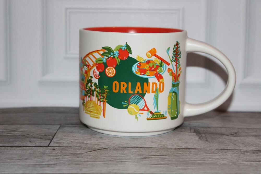 Starbucks Orlando Discovery Series 14 oz Mug Red Interior Florida EUC 2024